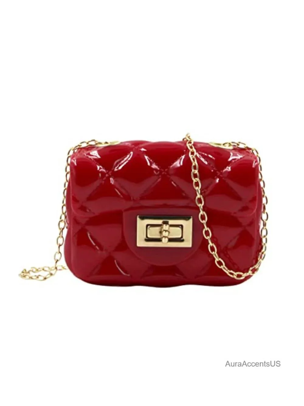 Mini PVC Satchel Crossbody Bag with Chain Strap